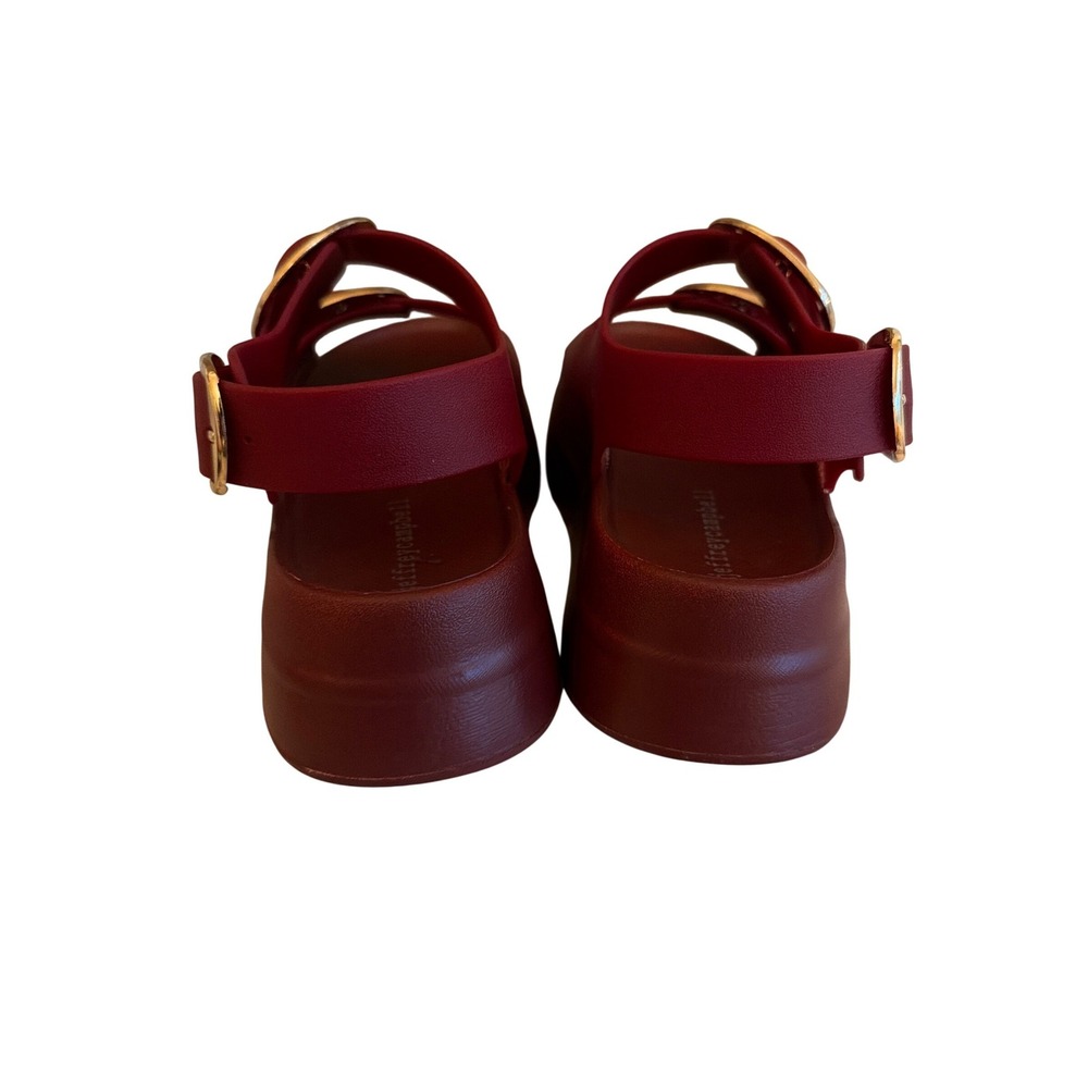 Jeffrey Campbell Platform Sandals Red Bubble-Gum Jelly Slingback Gold Buckles 7 - Picture 3 of 6